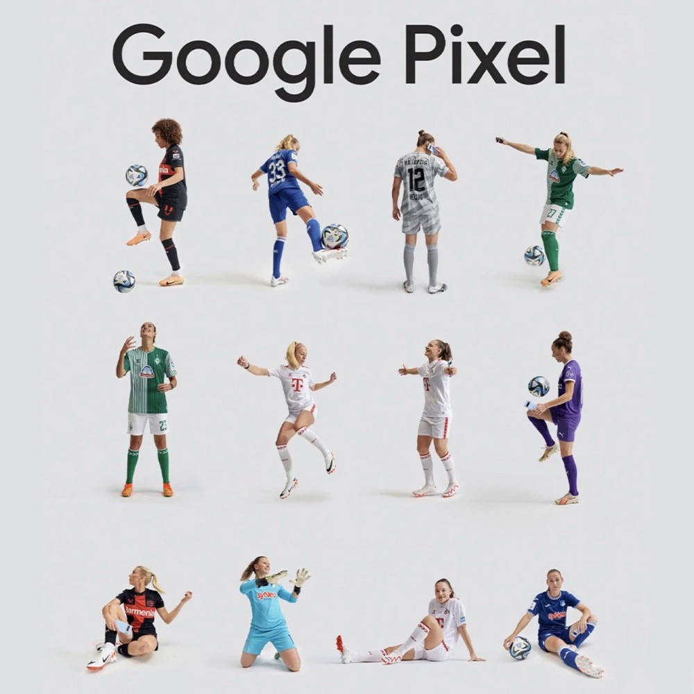 Google-Pixel-Kampagne: Spielerinnen der Frauen-Bundesliga in Vereinstrikots
