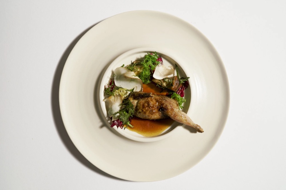 Fleischgericht mit Grünzeug auf einem weißen Teller, Foodfotografie für das Restaurant Rausch
